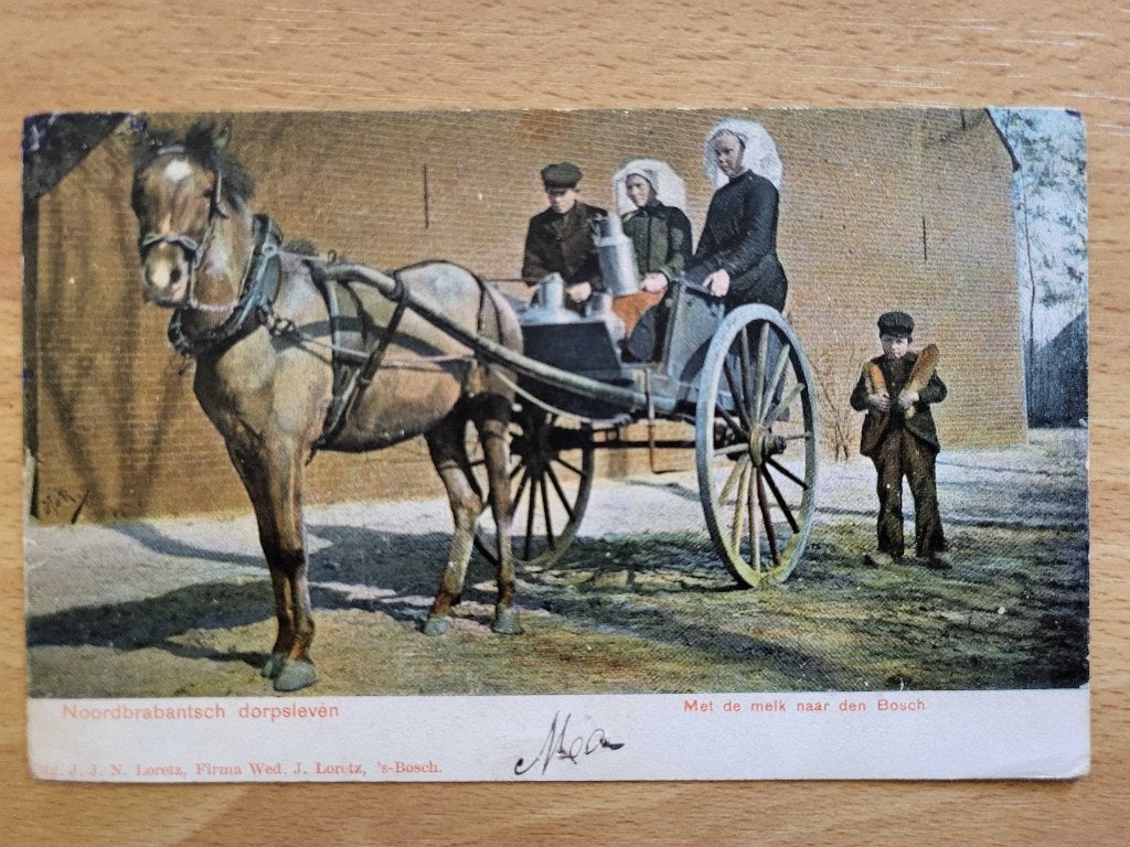 ansicht Brabants Dorpsleven Melk den bosch Paard en wagen, Ophalen of Verzenden, Voor 1920, Gelopen, Noord-Brabant