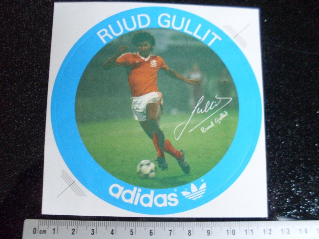 sticker Ruud Gullit adidas logo vintage, Verzenden, Zo goed als nieuw, Merk