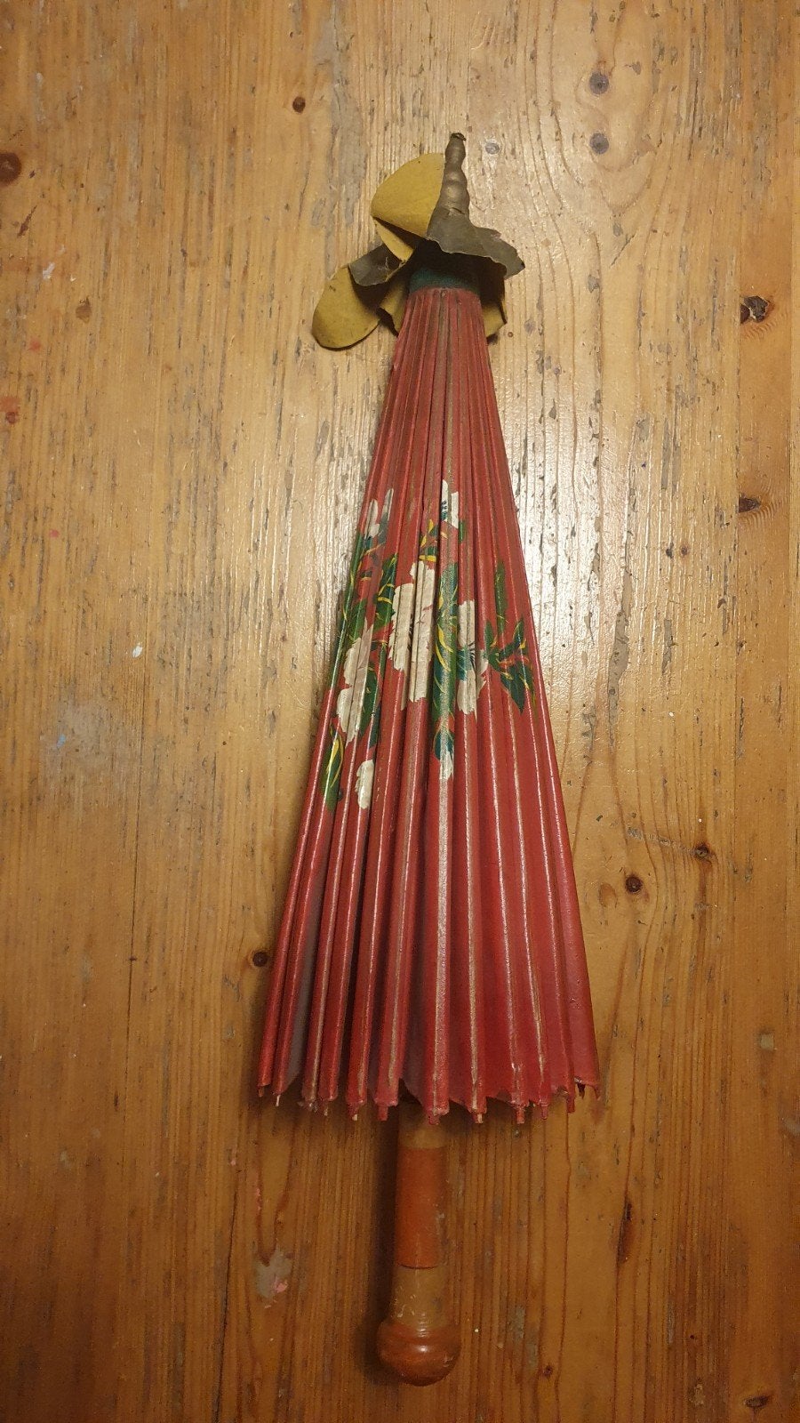 Vintage Japanse parasol, Overige typen, 70 cm, Rood, Ophalen
