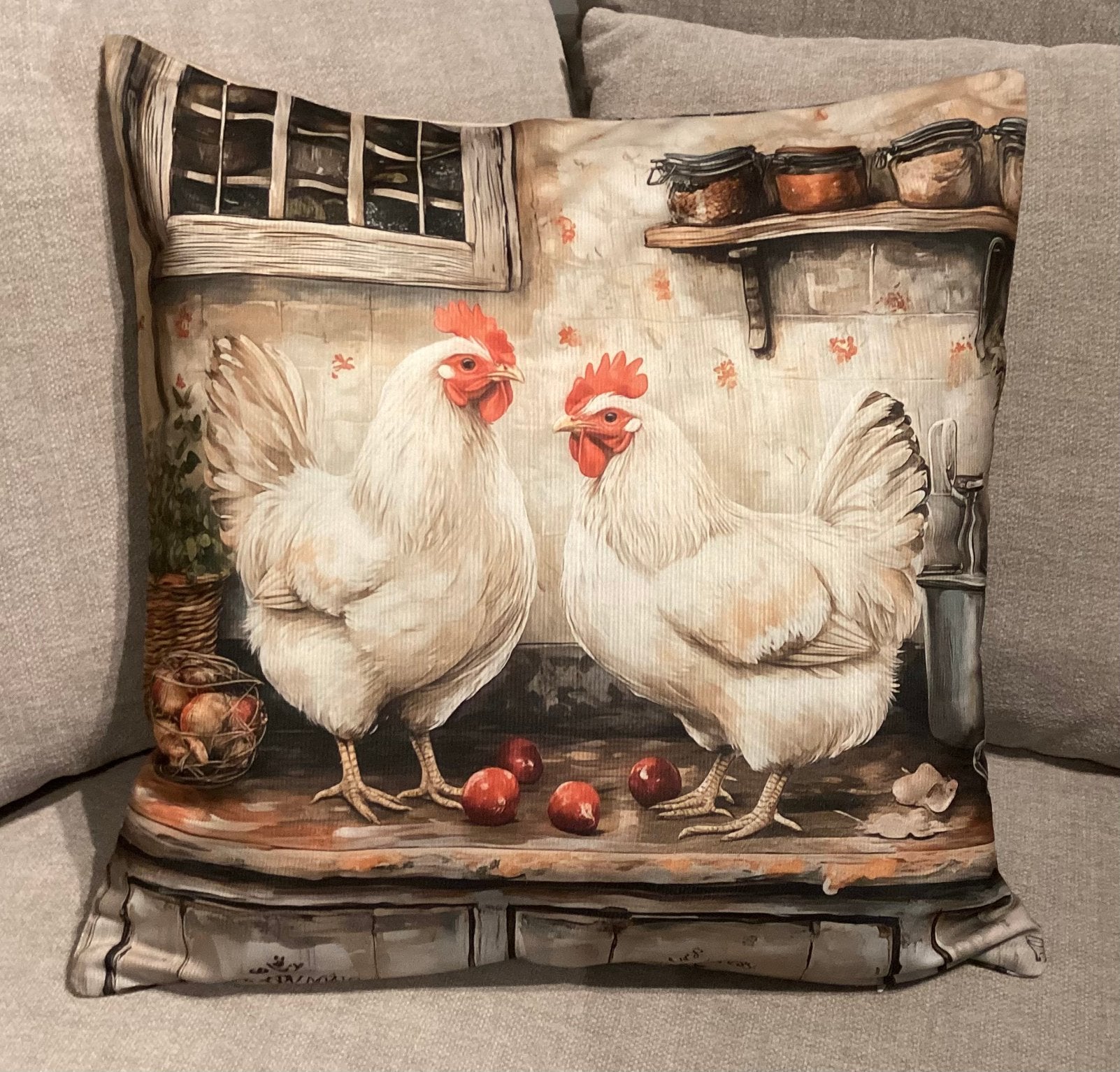 Kussenhoesje kippen NIEUW, Huis en Inrichting, Ophalen of Verzenden, Nieuw, Vierkant