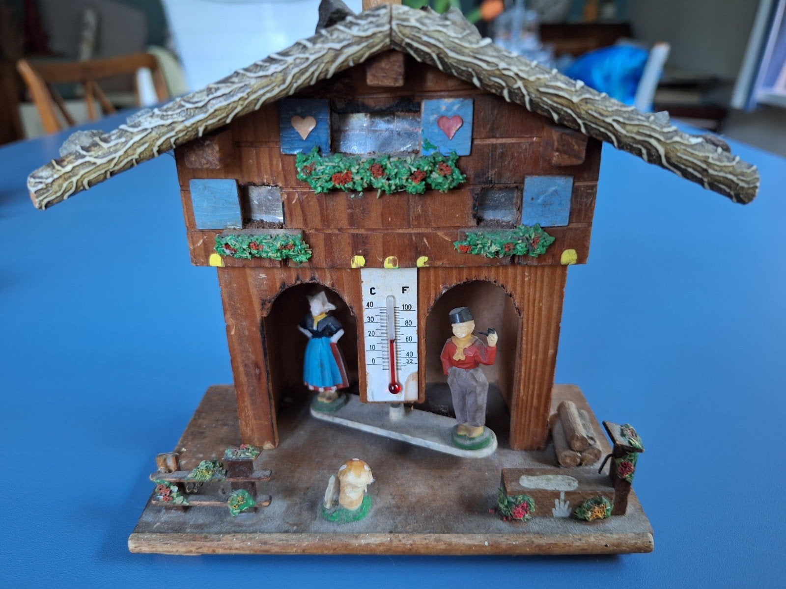 Vintage houten Trenkle weerhuisje , Zwarte Woud, Antiek en Kunst, Ophalen of Verzenden