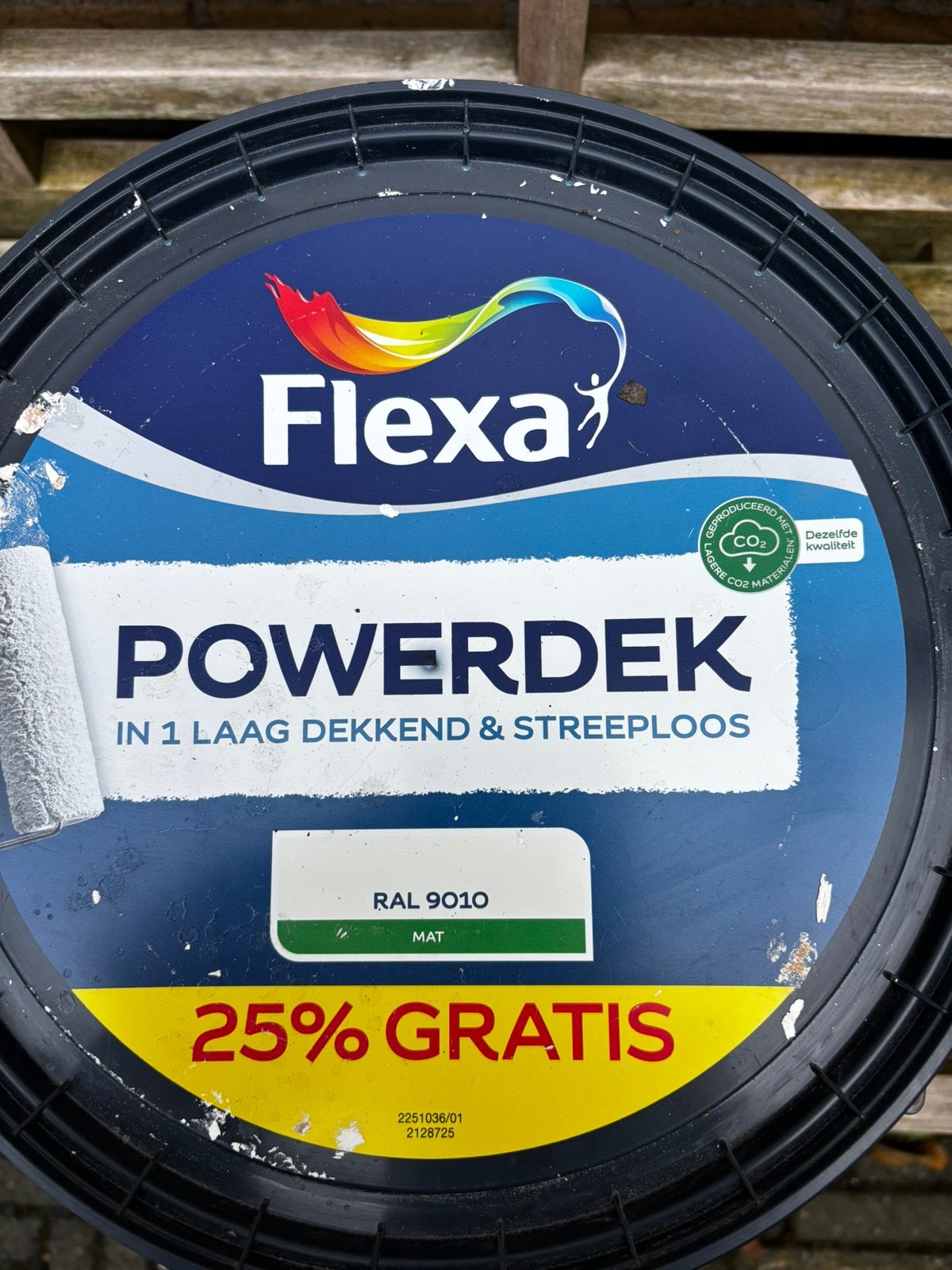 Flexa Powerdek muurverf mat RAL 9010 gebroken wit 11 liter, Doe-het-zelf en Verbouw, Ophalen, Wit, Nieuw, Verf