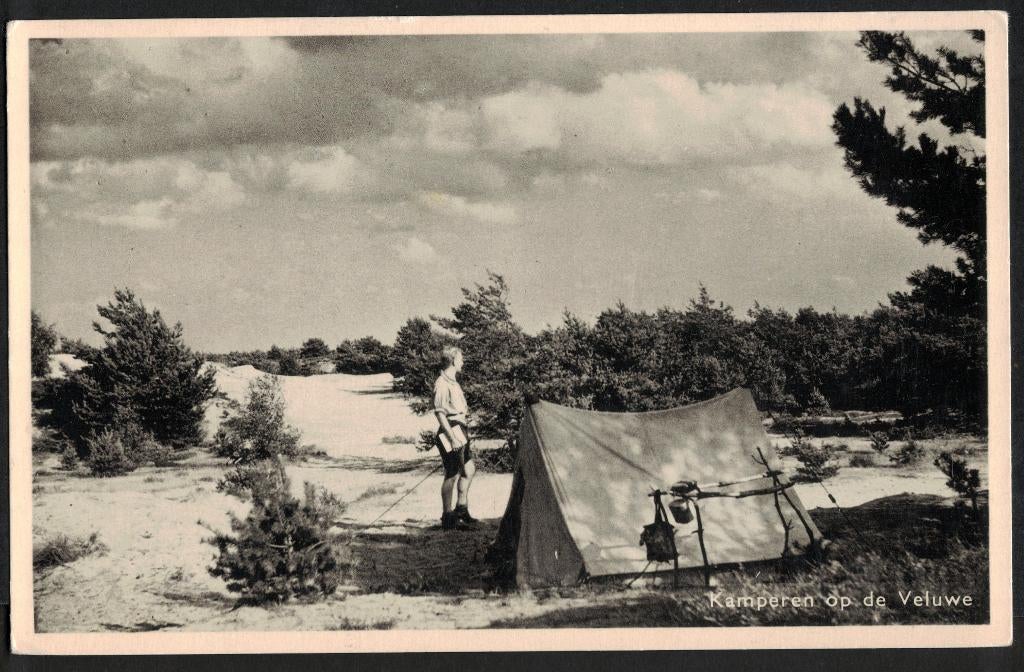 Veluwe, Kamperen op de Veluwe., Ophalen of Verzenden, 1940 tot 1960, Ongelopen, Gelderland