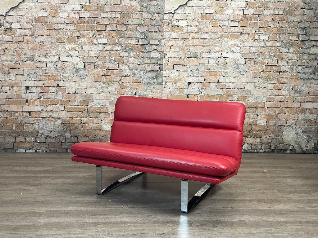 Artifort C683 – Rood skai | Kho Liang Ie, Ophalen, Minder dan 75 cm, Tweepersoons, Zo goed als nieuw
