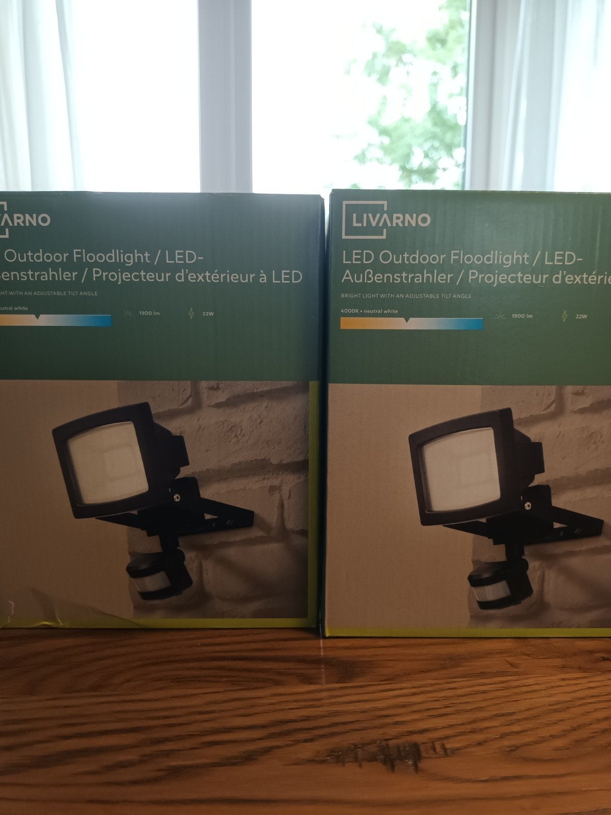 2x Livarno LED Buitenlampen met Bewegingssensor 1900lm 22W, Ophalen, Led, Minder dan 50 watt, Wandlamp