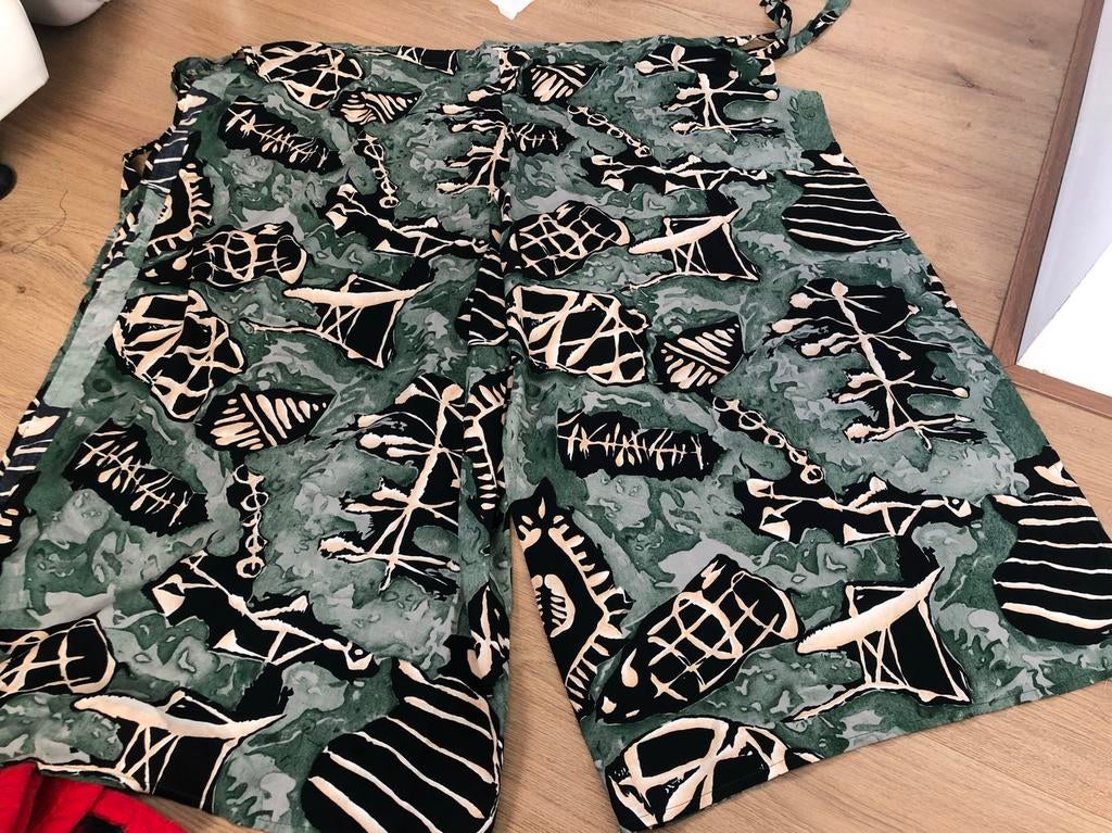 Wikkelbroek rayon groen beige zwart, Maat 38/40 (M), Ophalen of Verzenden, Zo goed als nieuw, X