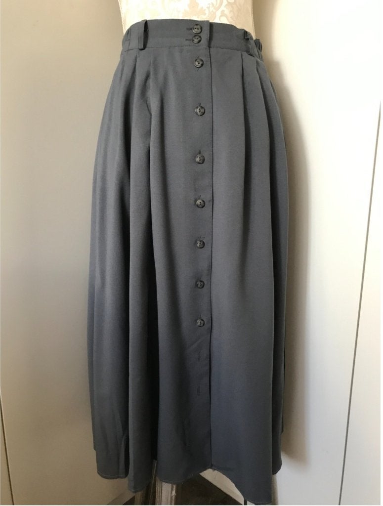 Vintage Grijze Doorknooprok, Kleding | Dames, Rokken, Ophalen of Verzenden, Zo goed als nieuw, Maat 36 (S), Grijs