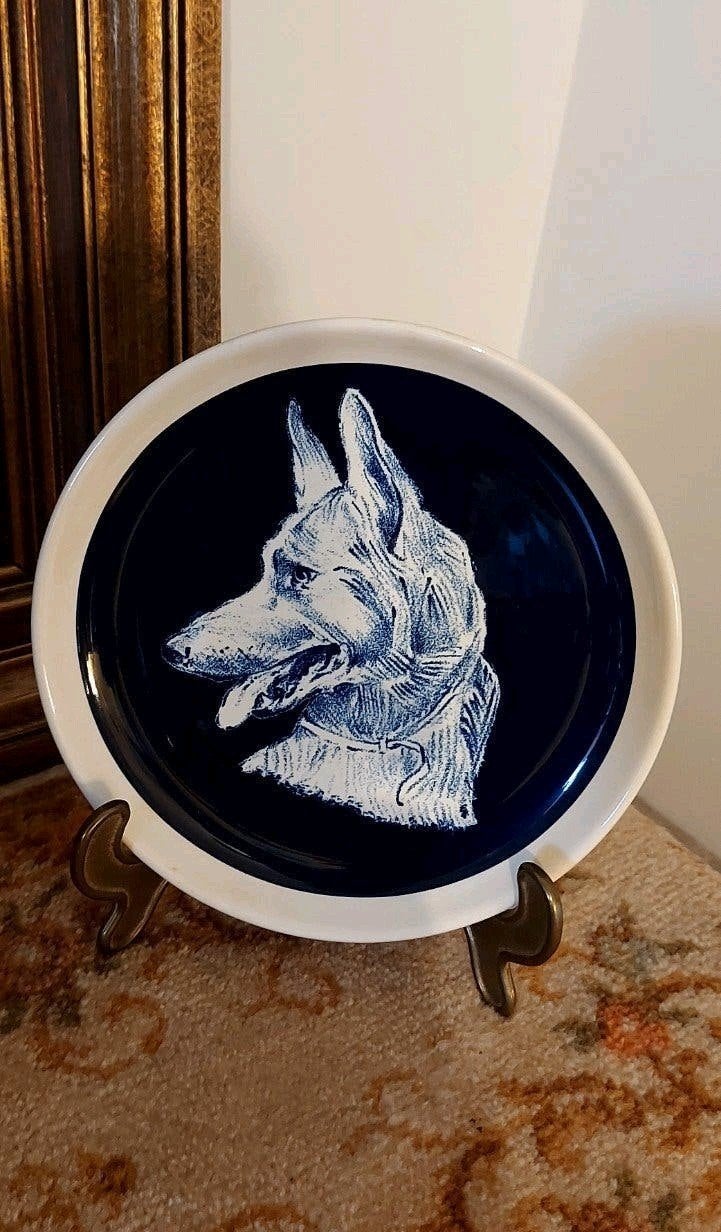 Supermooi! Oud wandbord met prachtige hond, Ophalen of Verzenden