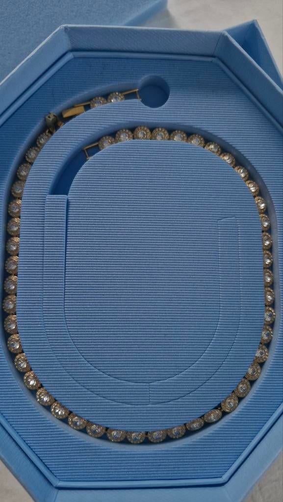 Swarovski ketting met heldere stenen, Ophalen of Verzenden, Nieuw, Goud, Overige materialen