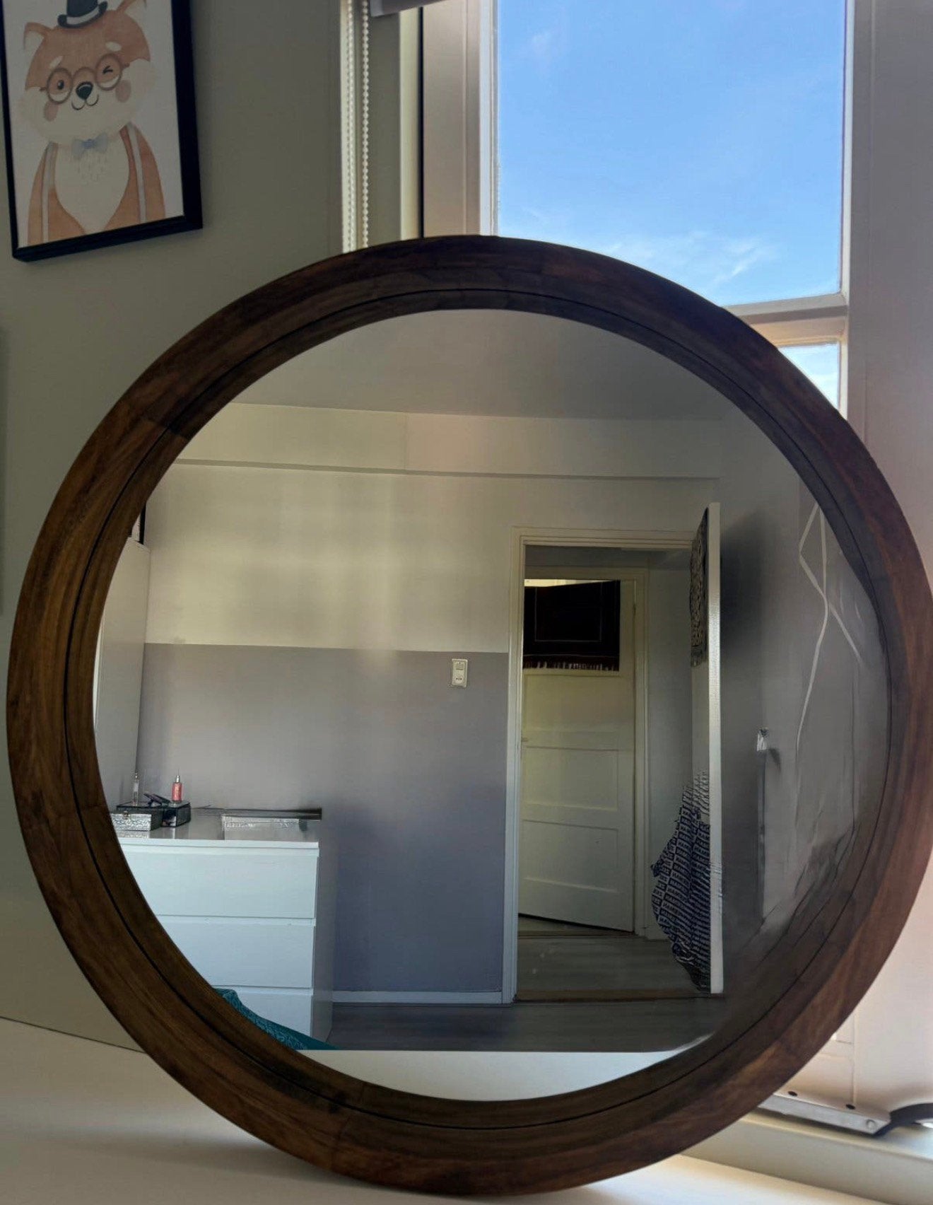 Ronde spiegel., Ophalen, Minder dan 50 cm, Rond, Zo goed als nieuw