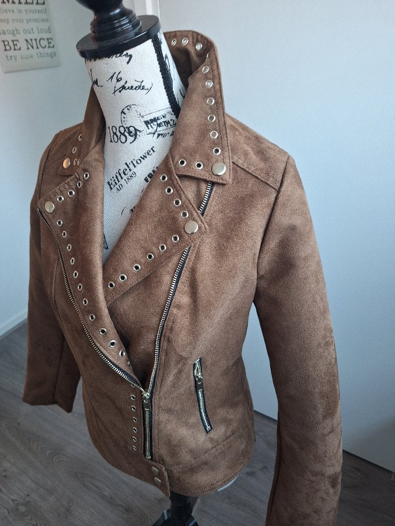Supermooi suedelook jasje mt. 38, Kleding | Dames, Maat 38/40 (M), Bruin, Ophalen of Verzenden, Zo goed als nieuw