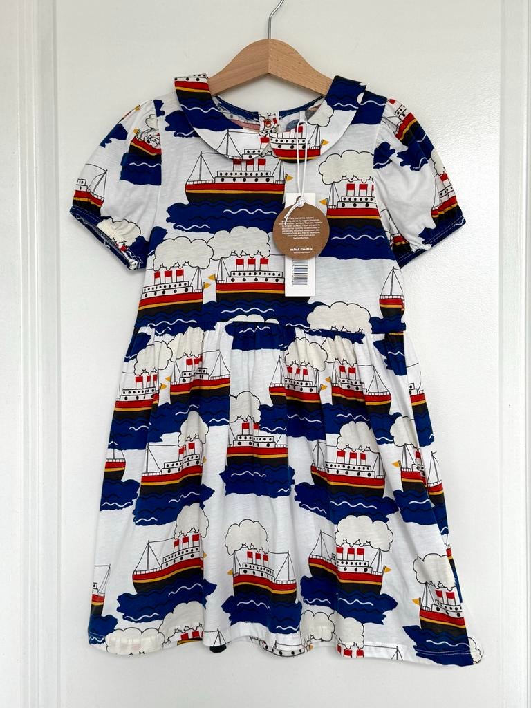 Mini Rodini jurk met bootjesprint, maat 116/122, Ophalen of Verzenden, Nieuw, Meisje, Jurk of Rok