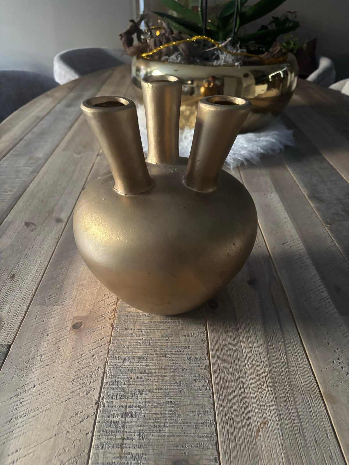 Gouden toetervaas van Countryfield, Ophalen, Gebruikt, Geschikt voor droogbloemen, Steen/keramiek