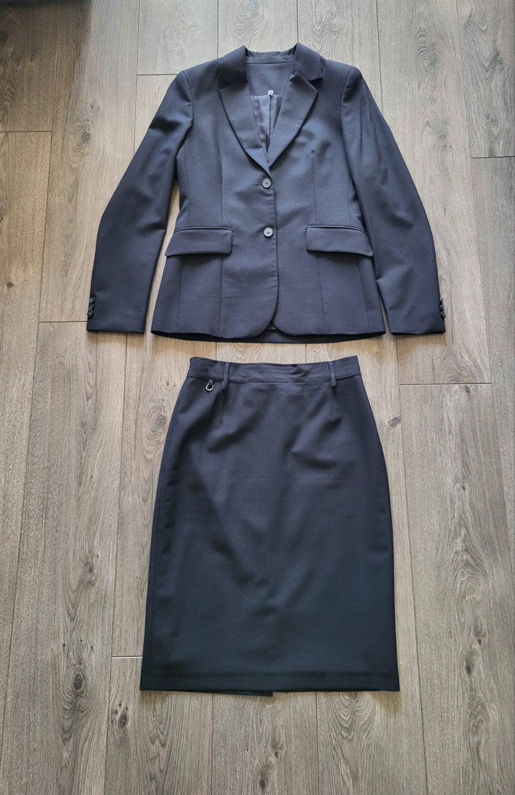Donkerblauw dames mantelpakje colbert kokerrok Piet Zoomers, Kostuum of Pak, Blauw, Ophalen of Verzenden, Maat 36 (S)