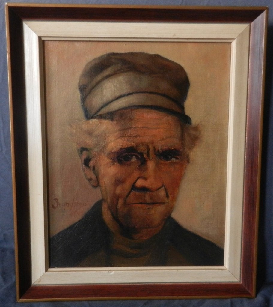 Olieverf op doek Katwijker visser Jeanne van Hall Brandsma, Antiek en Kunst, Doek, Portret of Personen, Realistisch, Ophalen of Verzenden