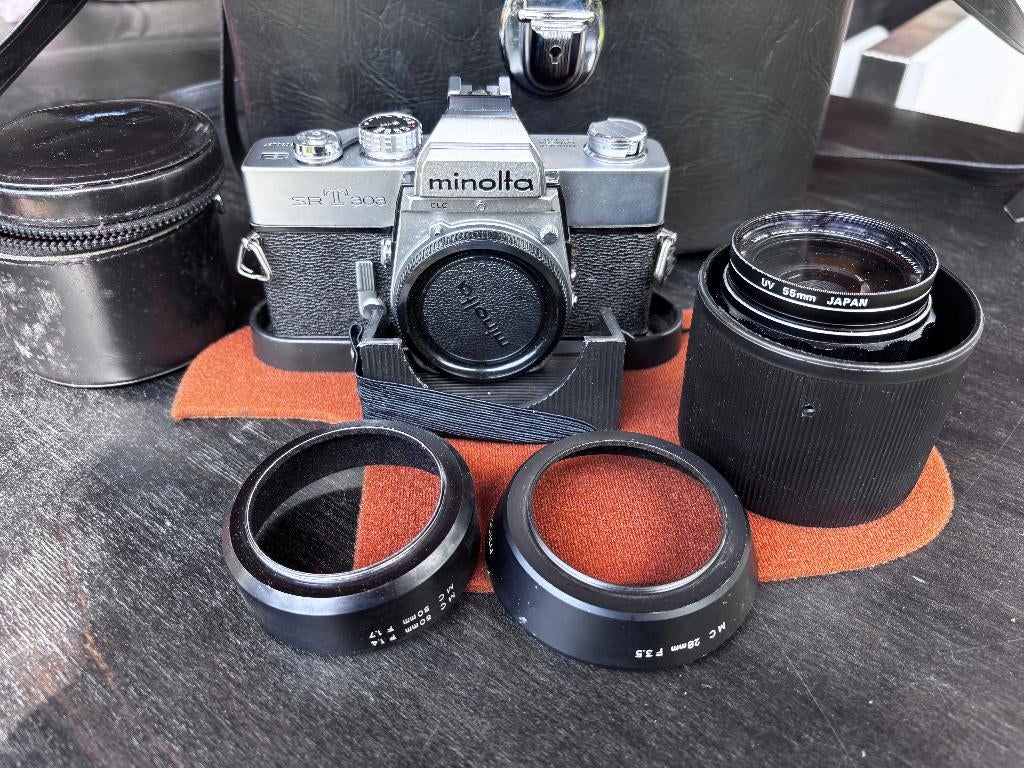 Minolta SRT 303 + lens – vintage analoge camera, Audio, Tv en Foto, Fotocamera's Analoog, Ophalen, Gebruikt, Spiegelreflex, Minolta