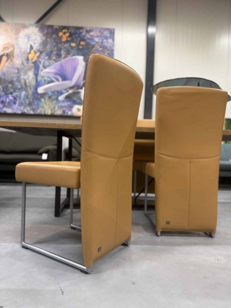 4 Nieuw Rolf Benz 7400 Eetkamerstoel leer Design stoel Camel, Huis en Inrichting, Bruin, Nieuw, Leer, Ophalen of Verzenden