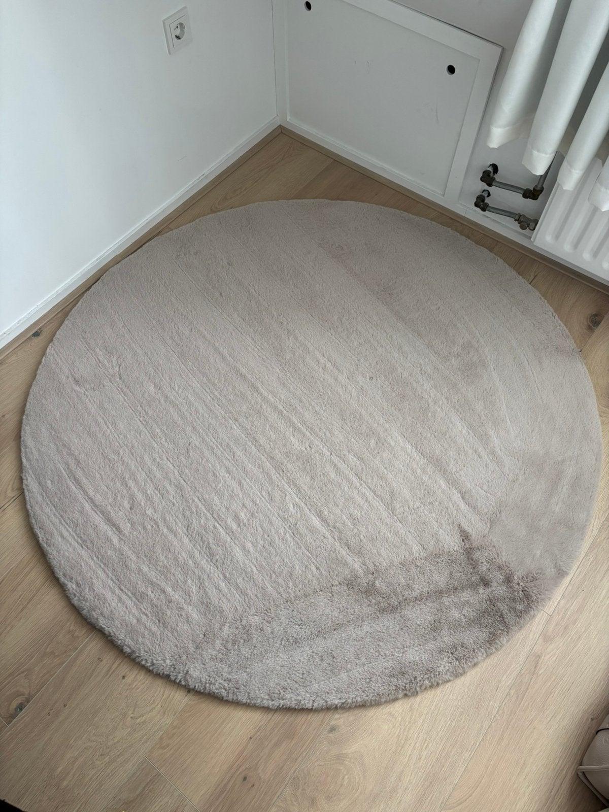 Vloerkleed taupe,beige 140 rond, Ophalen, 100 tot 150 cm, Beige, Rond