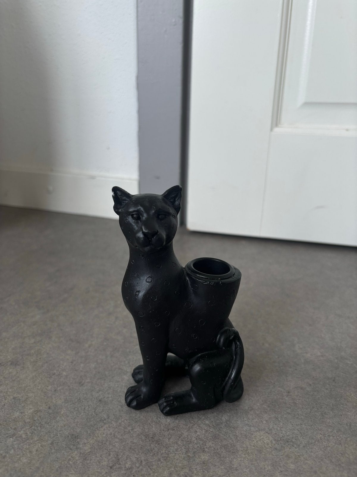 Zwarte panter kandelaar - stijlvolle decoratie, Overige materialen, Zwart, Ophalen of Verzenden, Zo goed als nieuw
