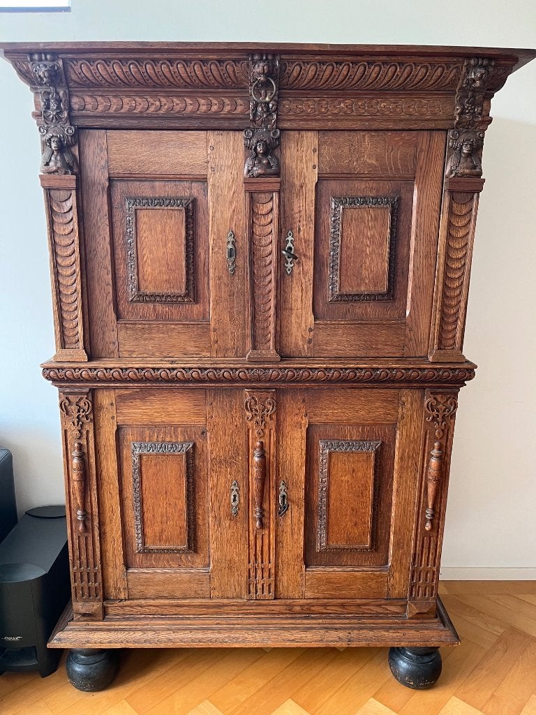Antieke eikenhouten kast, Antiek en Kunst, Ophalen
