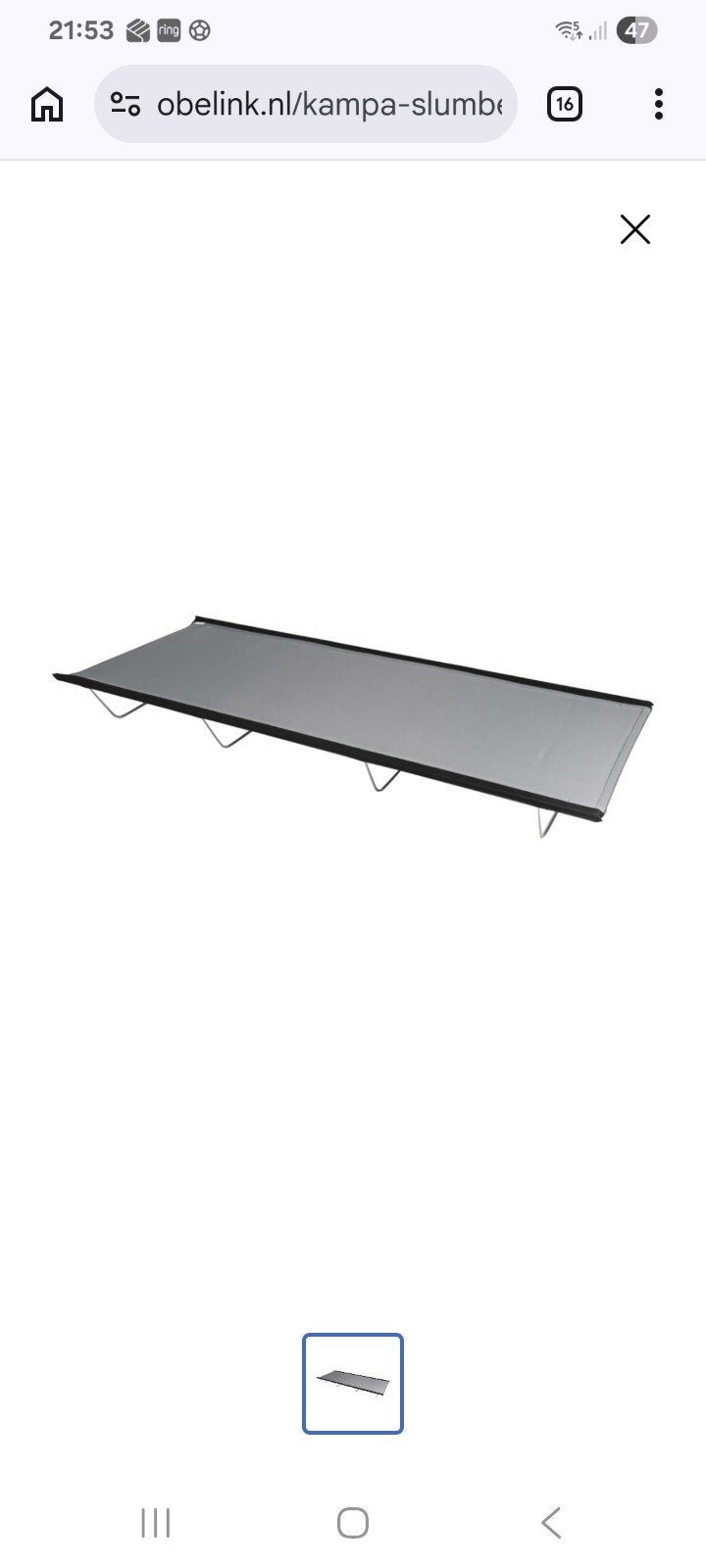 Kampa Slumber Plus Camp Bed - Comfortabel en Compact, Caravans en Kamperen, Ophalen of Verzenden, Zo goed als nieuw, 1-persoons