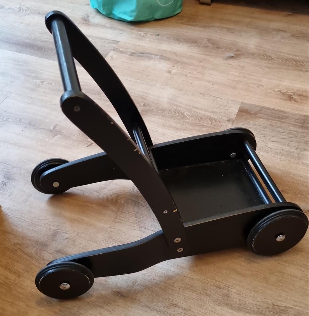 Zwarte houten loopkar Pinolino, Ophalen, Zo goed als nieuw, Overige typen, Met wieltjes