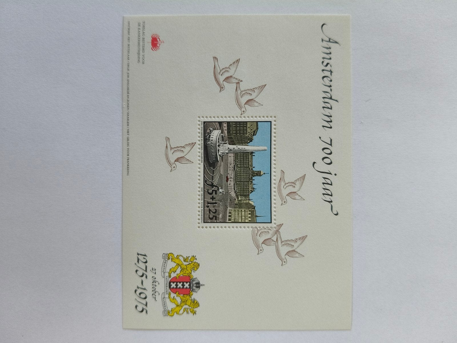 Amsterdam 700 jaar postzegel met duiven en wapen, Postzegels en Munten, Ophalen of Verzenden