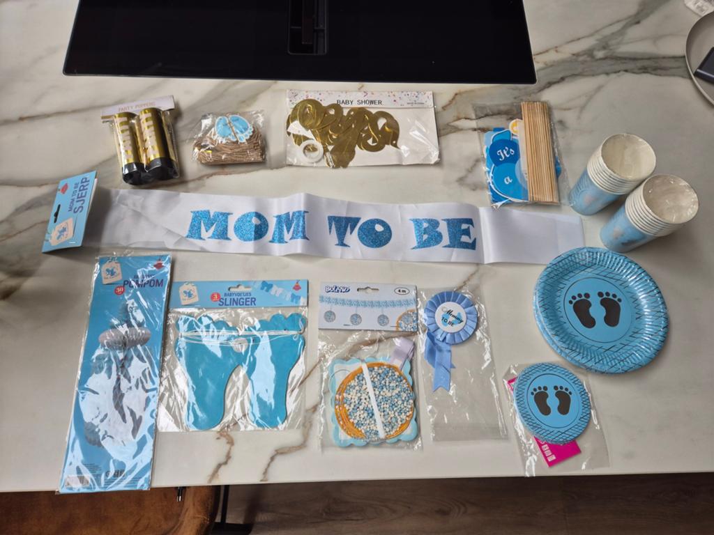 Set baby shower versiering blauw, Ophalen of Verzenden, Nieuw, Versiering, Geboorte of Huwelijk