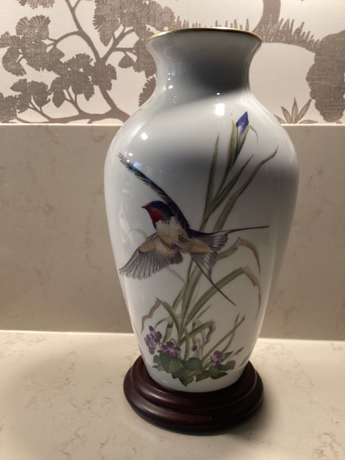Franklin Mint Porseleinen Vaas "The Meadowland Bird Vase" 19, Ophalen of Verzenden