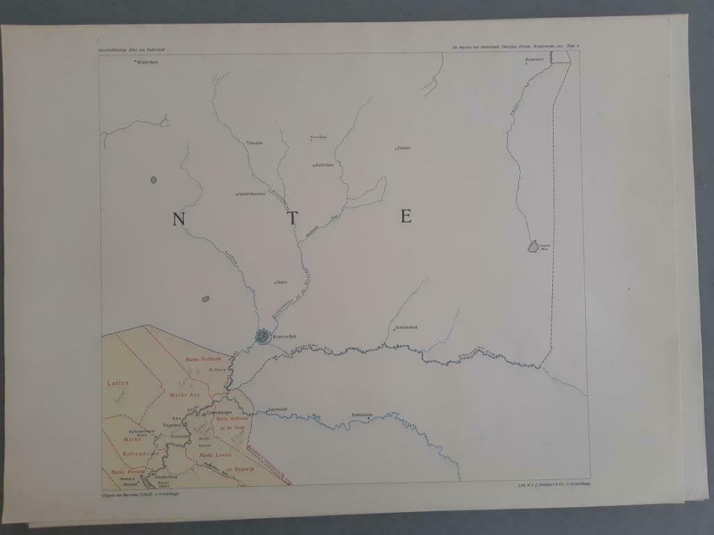 B023 / Plattegrond Marke N-Overijssel & Drente litho 1920, Ophalen of Verzenden