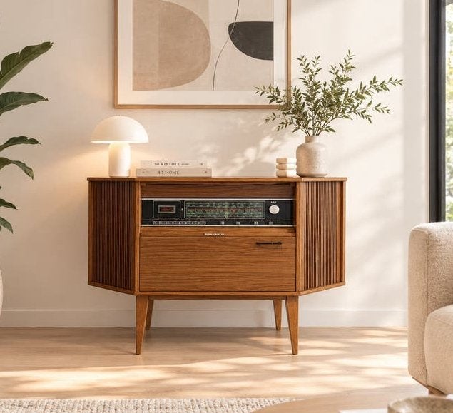 🤎 Vintage retro dressoir kast audiomeubel jaren ‘60 Grundig, Ophalen, Gebruikt, 25 tot 50 cm