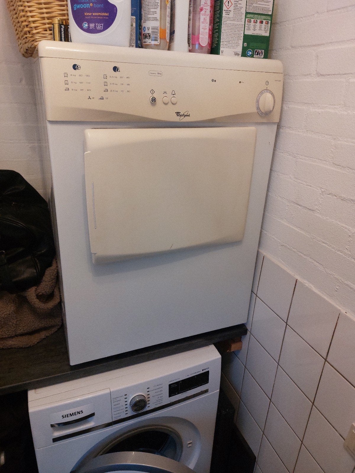 whirlpool droger, Ophalen, 6 tot 8 kg, Gebruikt, Luchtafvoer