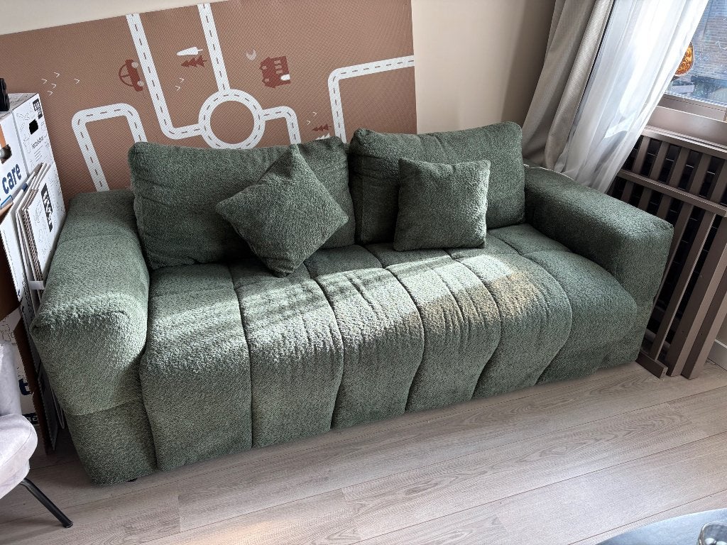 Groene (slaap)bank, Ophalen, Tweepersoons, 140 cm, Zo goed als nieuw