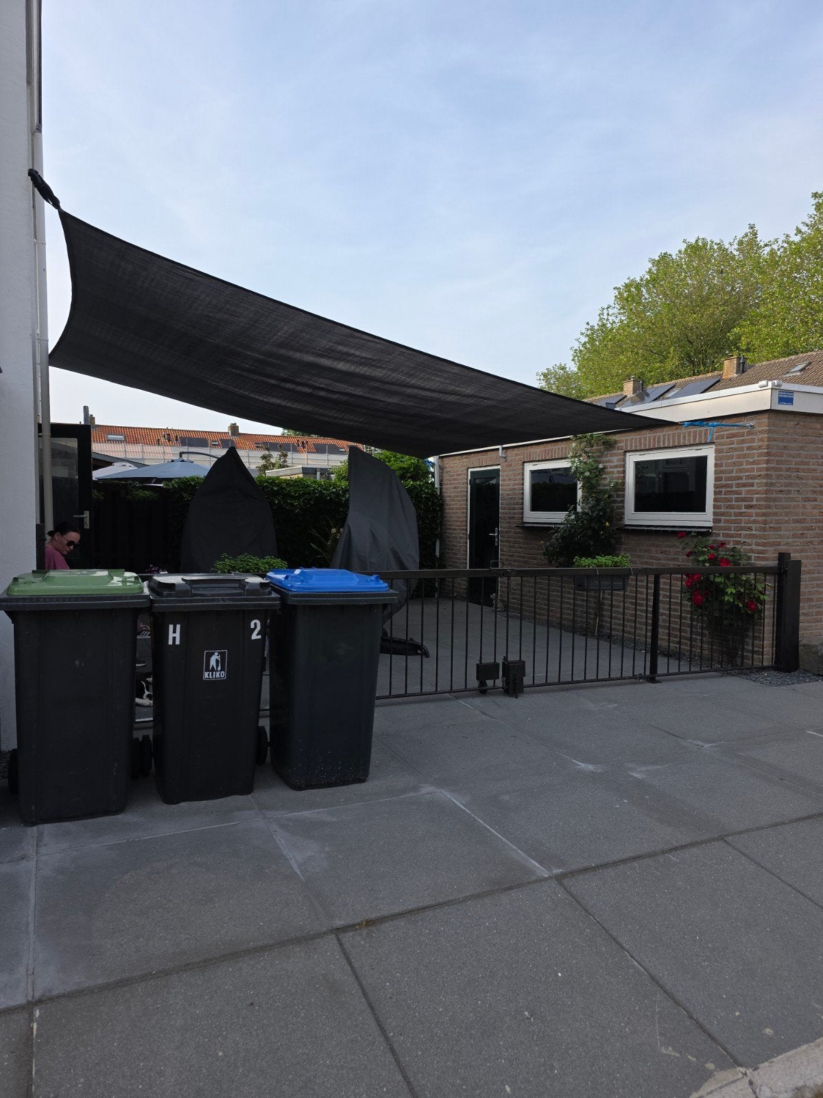Zwart schaduwdoek voor terras of tuin, Tuin en Terras, Ophalen of Verzenden, Gebruikt