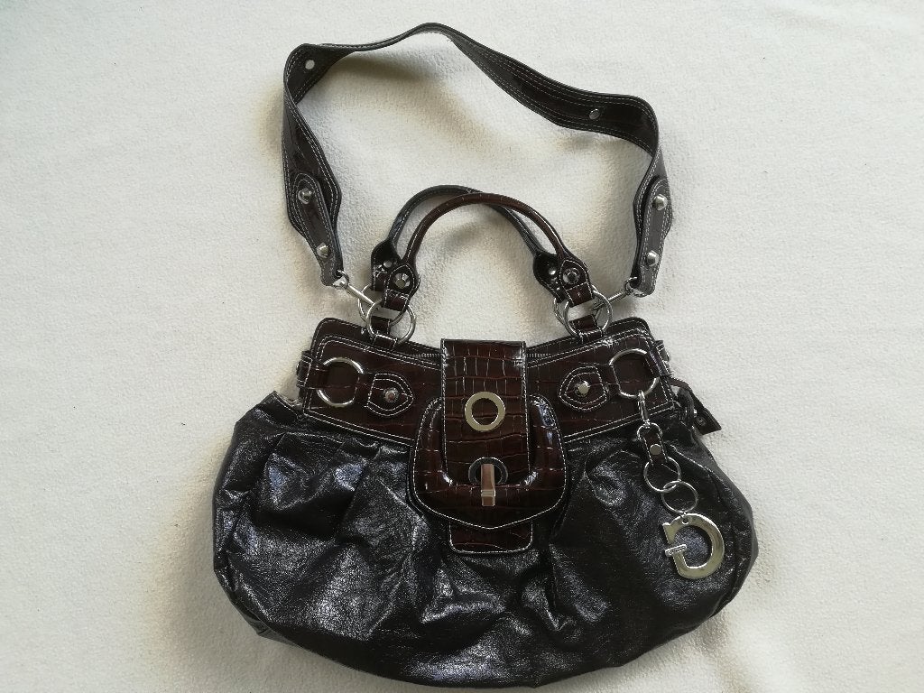GUESS tas bruin lak met 'slangen'leer en goud - nieuw -, Ophalen of Verzenden, Nieuw, Bruin, Handtas