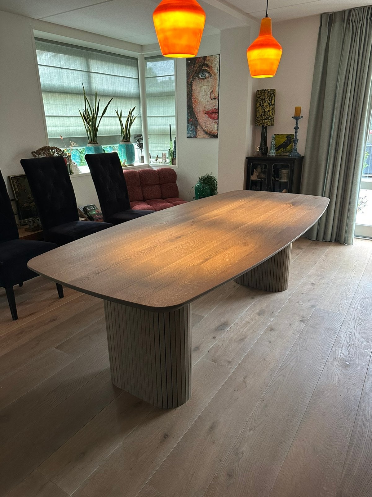 Deens ovaal japandi latjespoot dark roast kleur 240x110
