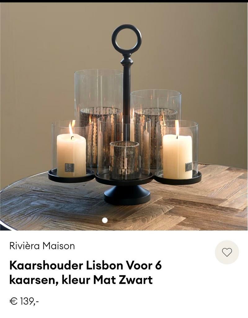 Riviera maison Lisbon maat L, Huis en Inrichting, Woonaccessoires | Kandelaars en Kaarsen, Ophalen, Overige materialen, Gebruikt