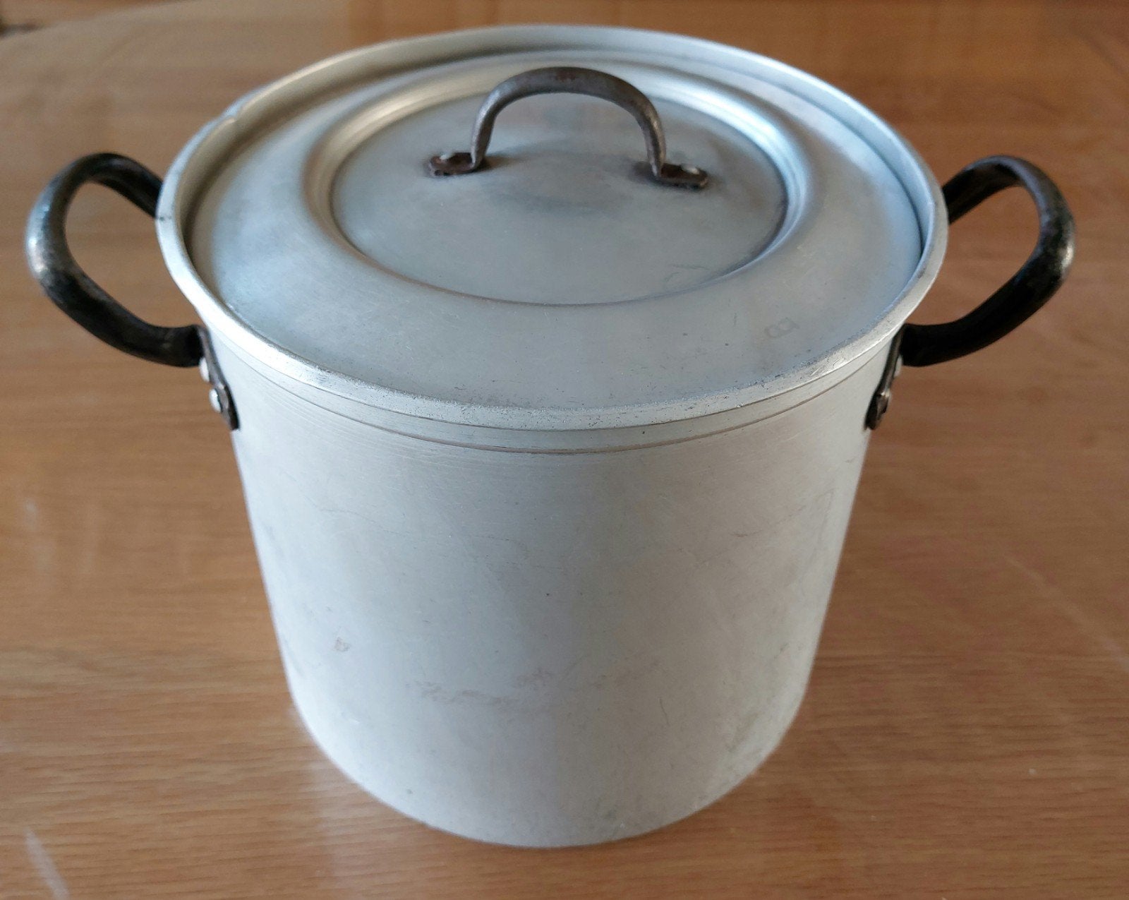 Vintage Aluminium kookpan 20 cm met deksel, lichte lekkage, Huis en Inrichting, Ophalen, Gebruikt, Aluminium, Kookpan
