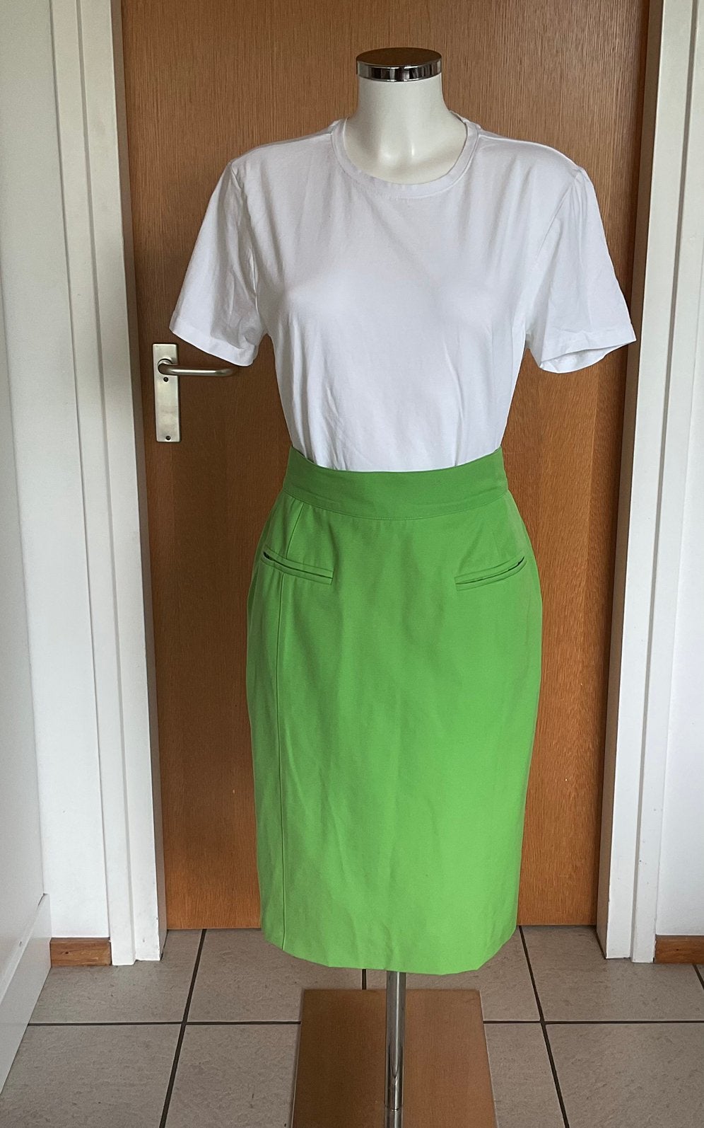Vintage ESCADA by Margaretha Ley kokerrok mt 38 appelgroen, Maat 38/40 (M), Escada, Ophalen of Verzenden, Knielengte