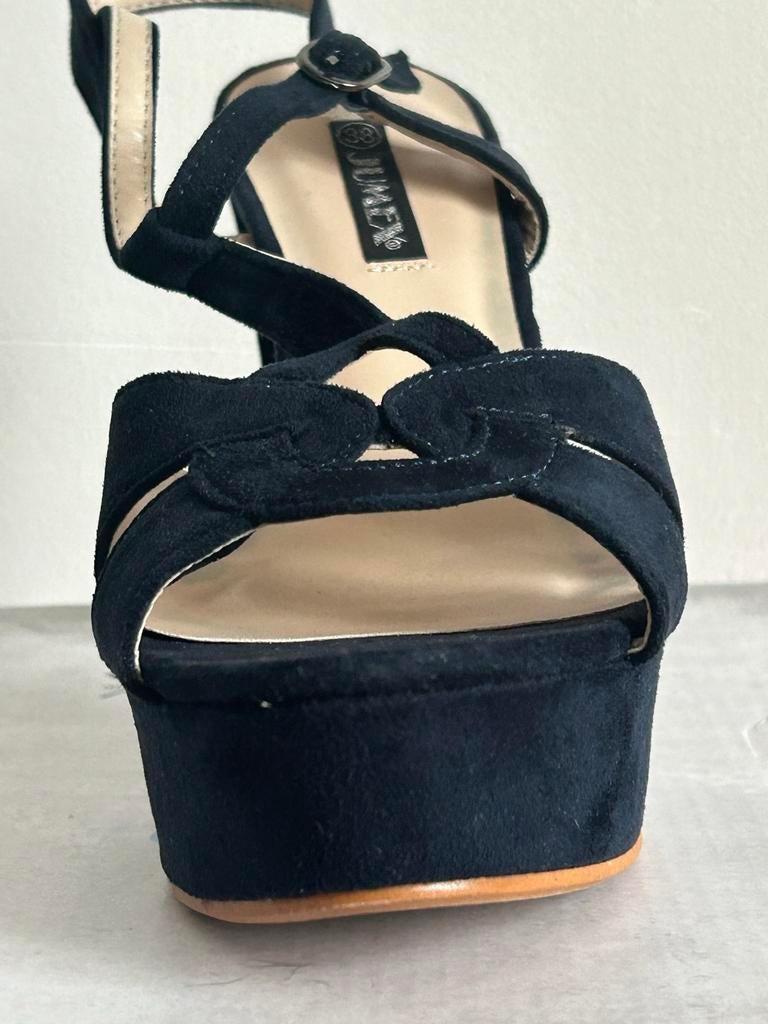 Zwarte sandalen met hoge hak (10 cm) - Maat 38, Blauw, Nieuw, Sandalen of Muiltjes, Ophalen of Verzenden