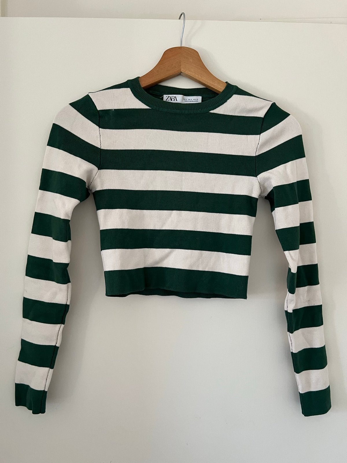 Zara gestreepte crop top - groen/wit, Ophalen of Verzenden, Zo goed als nieuw, Maat 36 (S), Groen