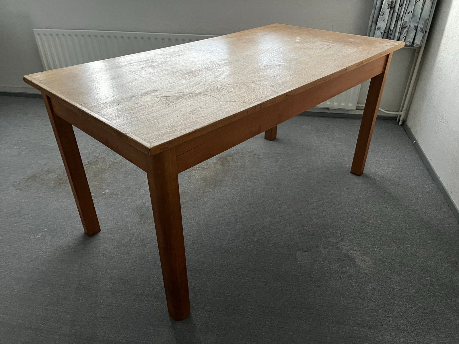Houten tafel met lade - B 80cm L150cm H76cm, Ophalen, Gebruikt, 100 tot 150 cm, 50 tot 100 cm