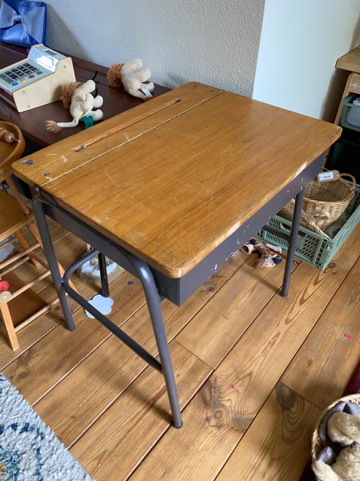 Vintage schooltafel met opbergruimte, Ophalen