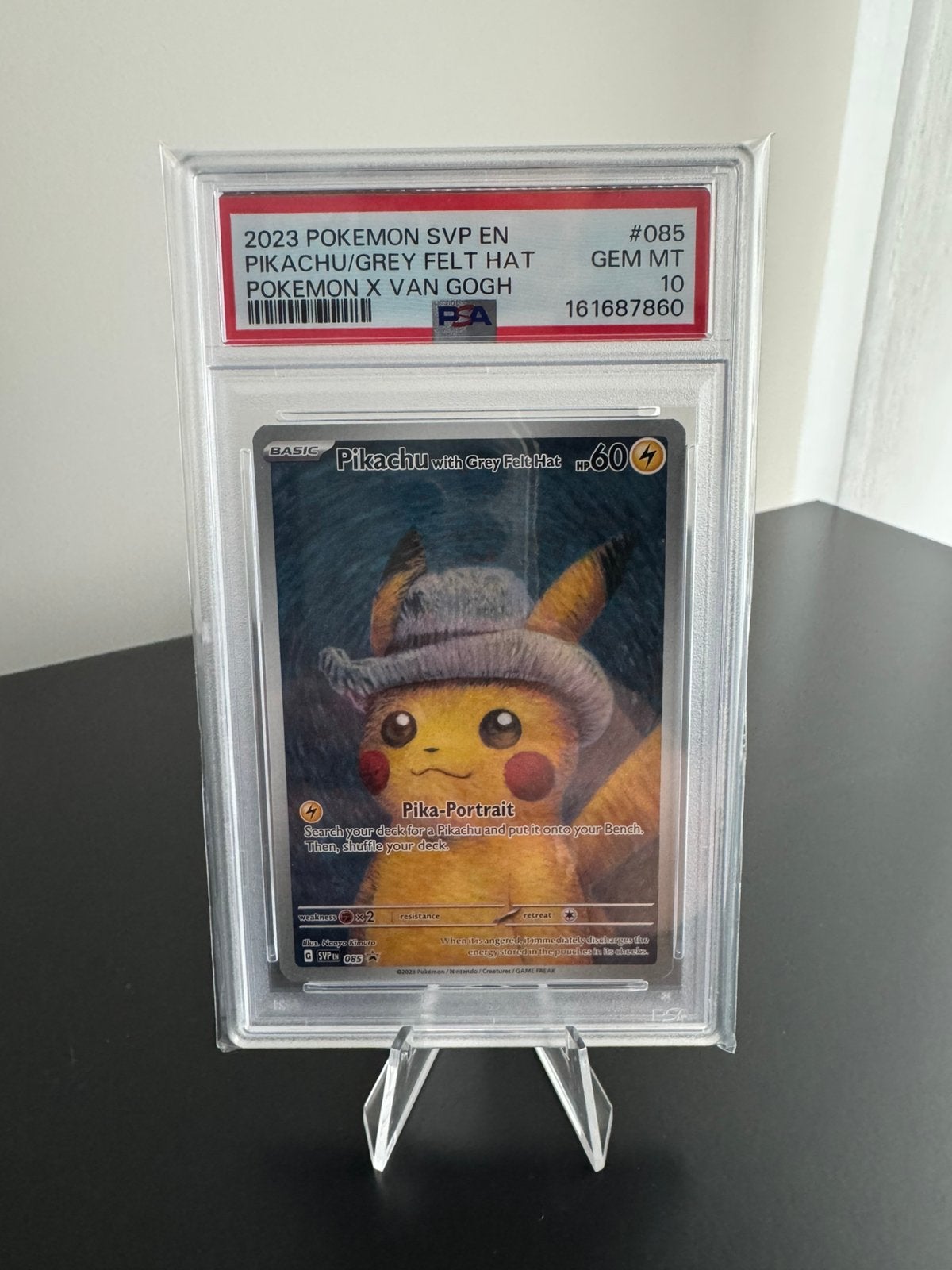 PIKACHU GREY FELT HAT VAN GOGH - PSA 10
