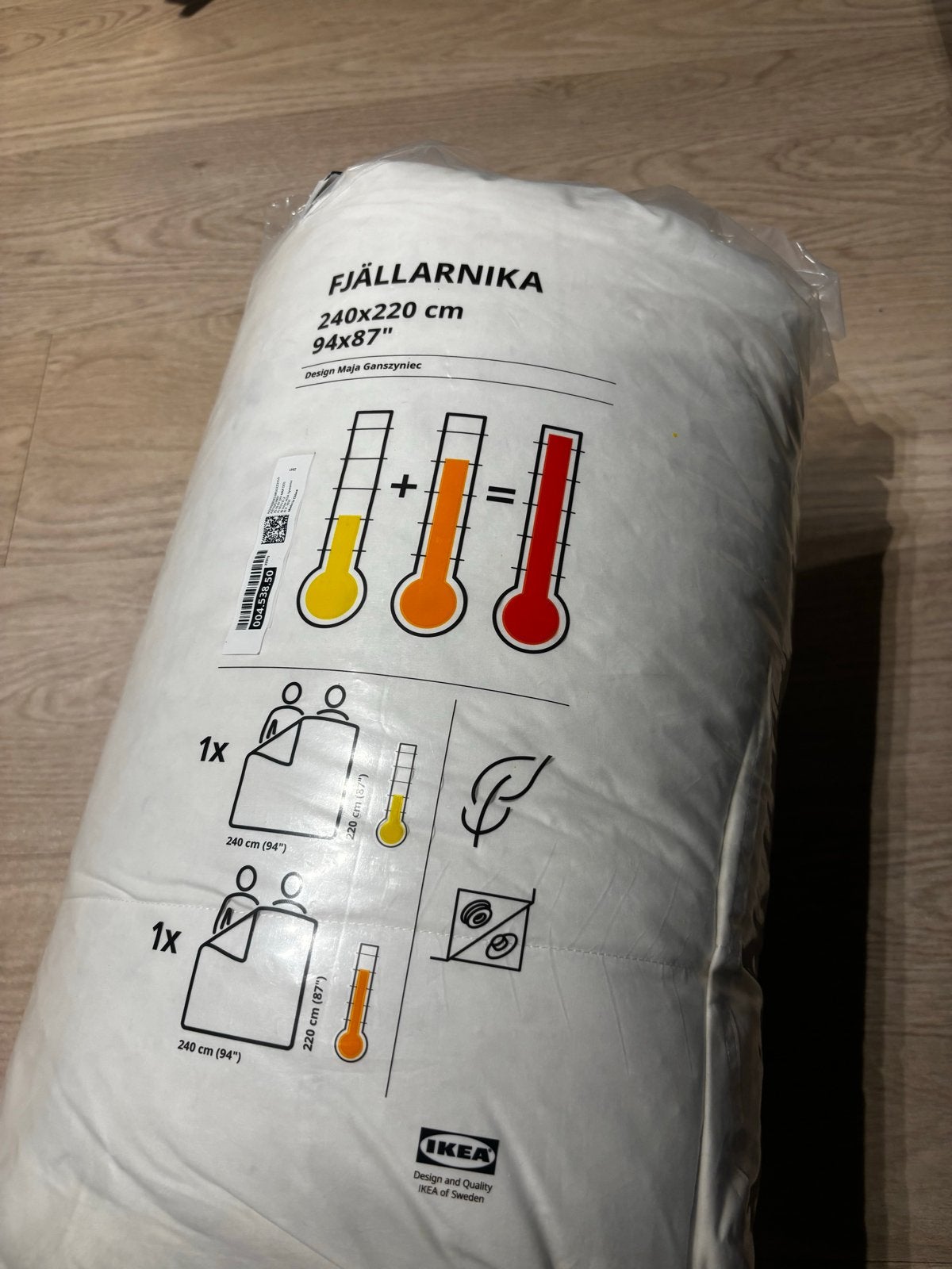 IKEA FJÄLLARNIKA Dekbed 240x220 cm - Nieuw, Wit, Ophalen of Verzenden, Deken of Dekbed, Nieuw