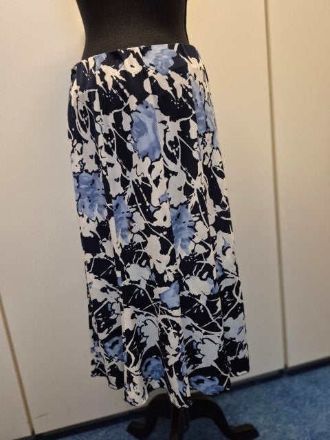 Zomerrok print blauw/crème Bassini maat 46, Kleding | Dames, Blauw, Maat 46/48 (XL) of groter, Ophalen of Verzenden, Zo goed als nieuw