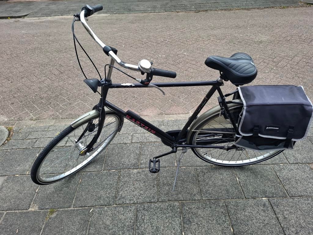 Herenfiets Kaptein Oroa met fietstas en 4 versnellingen, Gebruikt, Versnellingen, 57 tot 61 cm, Trommelrem