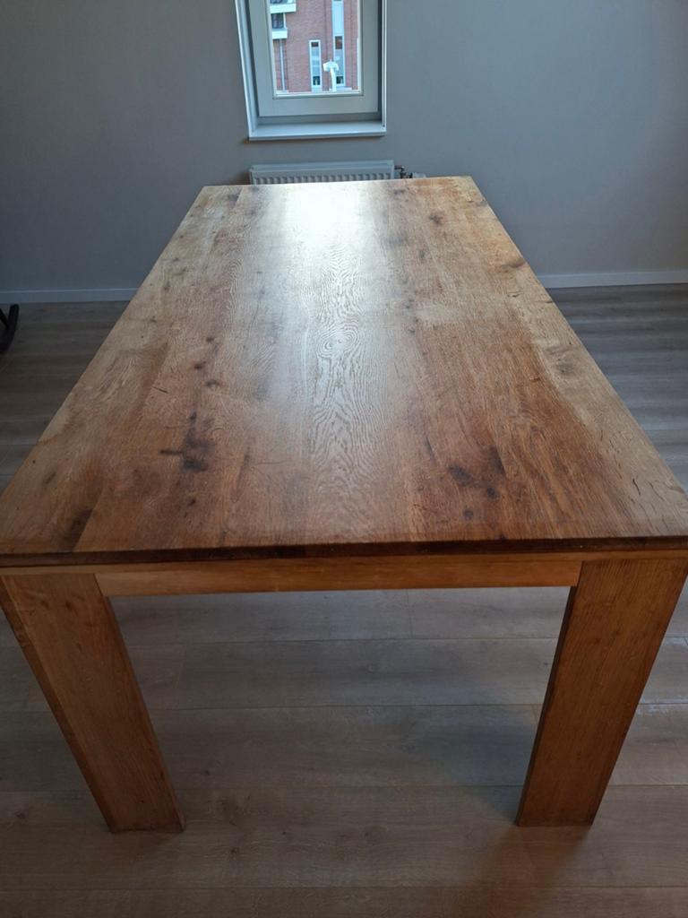 Eikenhouten eettafel, gestoomd eiken, 200x100 cm, Huis en Inrichting, Tafels | Eettafels, Ophalen, Gebruikt, 100 tot 150 cm, Vijf personen of meer