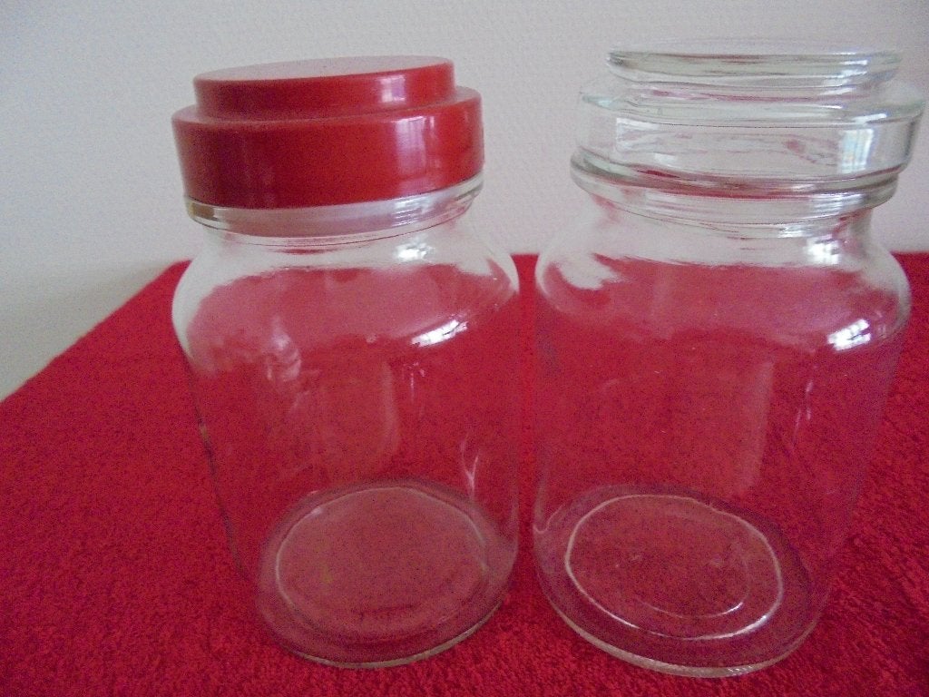 2 voorraadpotten van glas, Ophalen of Verzenden, Zo goed als nieuw, Glas