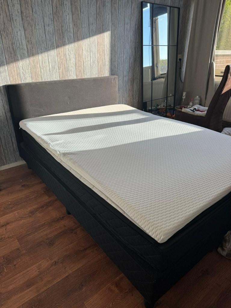 Boxspring 140x200, Huis en Inrichting, Slaapkamer | Boxsprings, Ophalen, Gebruikt, Zwart, Tweepersoons